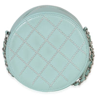 Chanel Teal Ultimate Stitch Lambskin Round Clutch On Chain Handbag bv