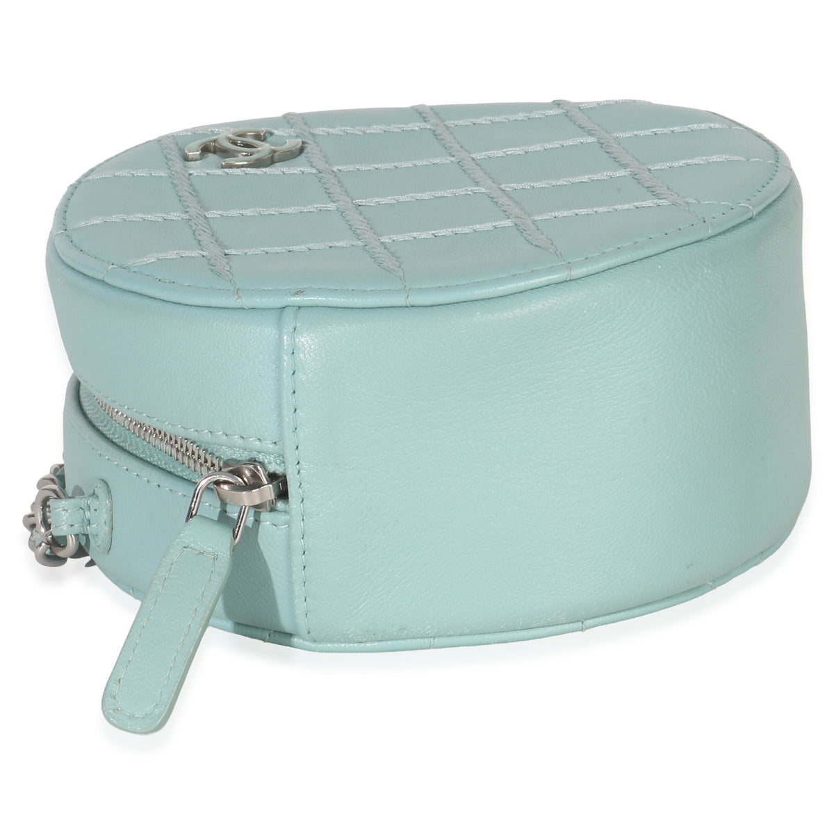 Chanel Teal Ultimate Stitch Lambskin Round Clutch On Chain Handbag clasp