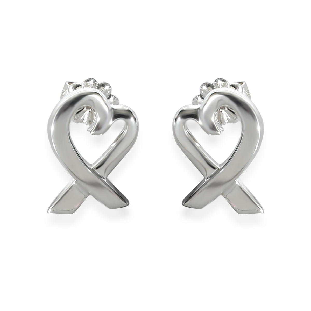 Tiffany & Co. Sterling Silver  Paloma Picasso Loving Heart Earrings fv