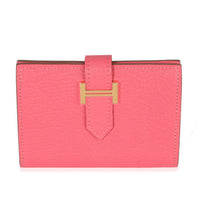 Hermès Rose Lipstick Chevre Mysore Bearn Wallet GHW Wallet fv