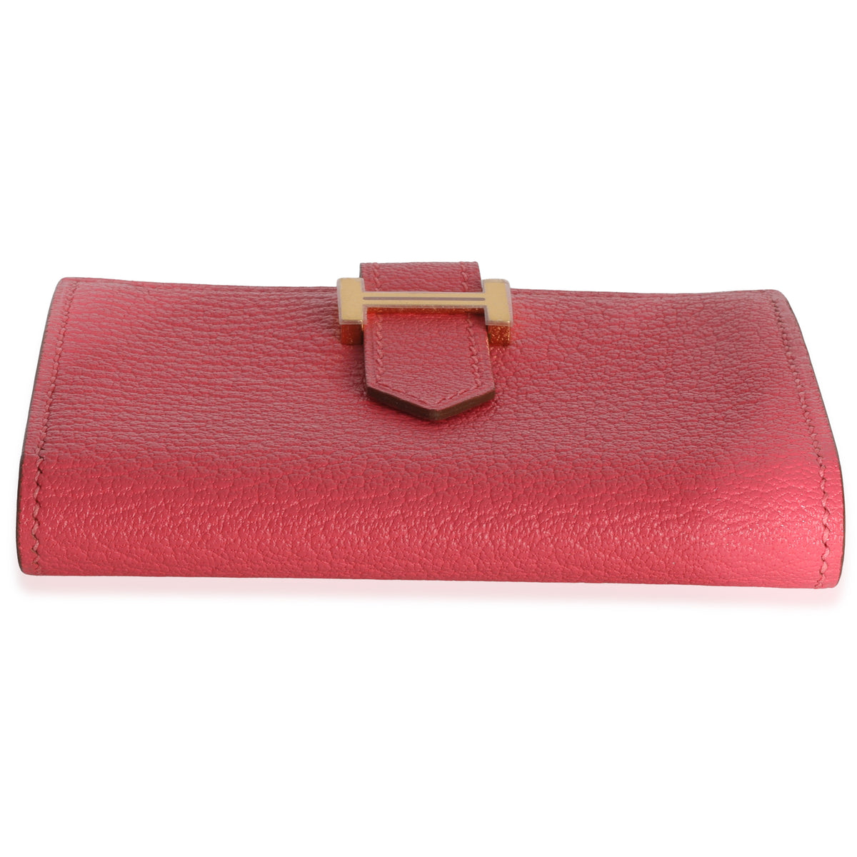 Hermès Rose Lipstick Chevre Mysore Bearn Wallet GHW Wallet stamp