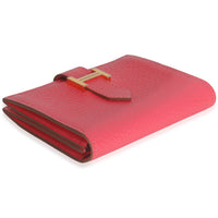 Hermès Rose Lipstick Chevre Mysore Bearn Card Holder Wallet GHW Wallet clasp