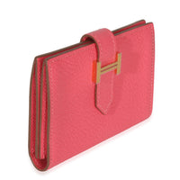 Hermès Rose Lipstick Chevre Mysore Bearn Card Holder Wallet GHW Wallet pv