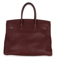 Hermès Rouge H Fjord Birkin 35 PHW Handbag bv