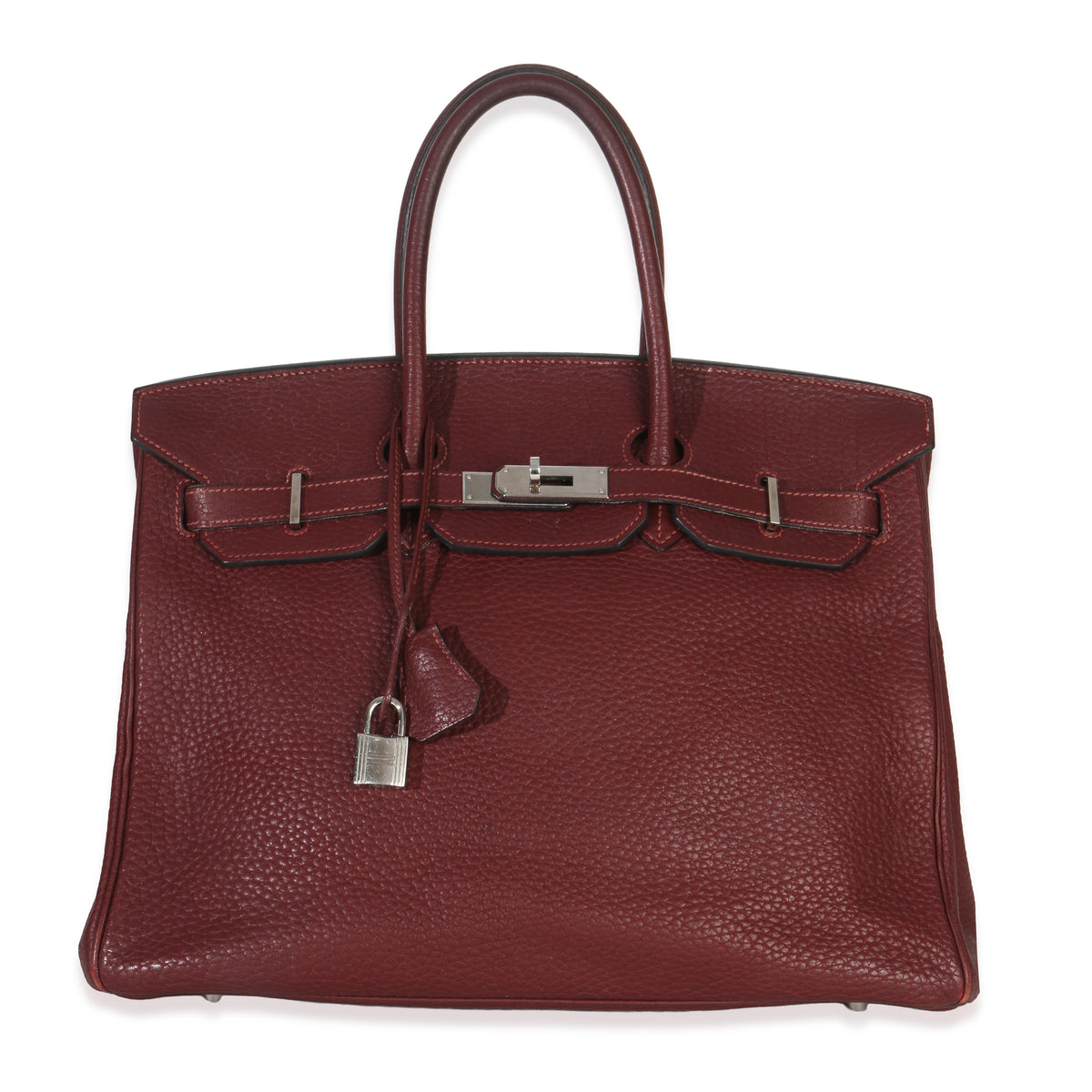 Hermès Rouge H Fjord Birkin 35 PHW Handbag fv