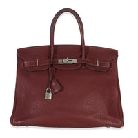Hermès Rouge H Fjord Birkin 35 PHW Handbag fv