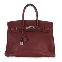 Hermès Rouge H Fjord Birkin 35 PHW Handbag id