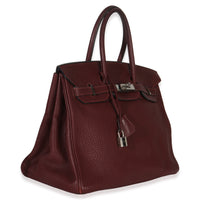 Hermès Rouge H Fjord Birkin 35 PHW Handbag pv