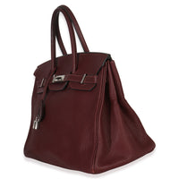 Hermès Rouge H Fjord Birkin 35 PHW Handbag sv