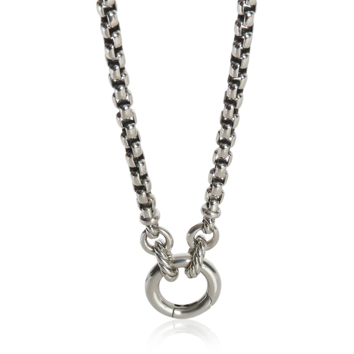 David Yurman Sterling Silver  Smooth Amulet Vehicle Box Necklace fv