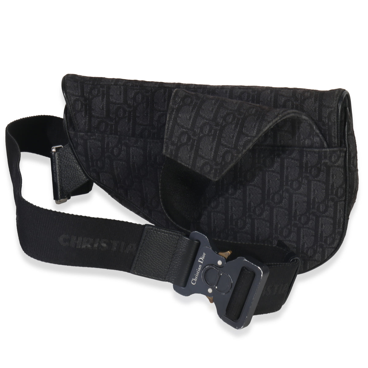 Christian Dior Black Oblique Jacquard Canvas Saddle Bag Handbag bv