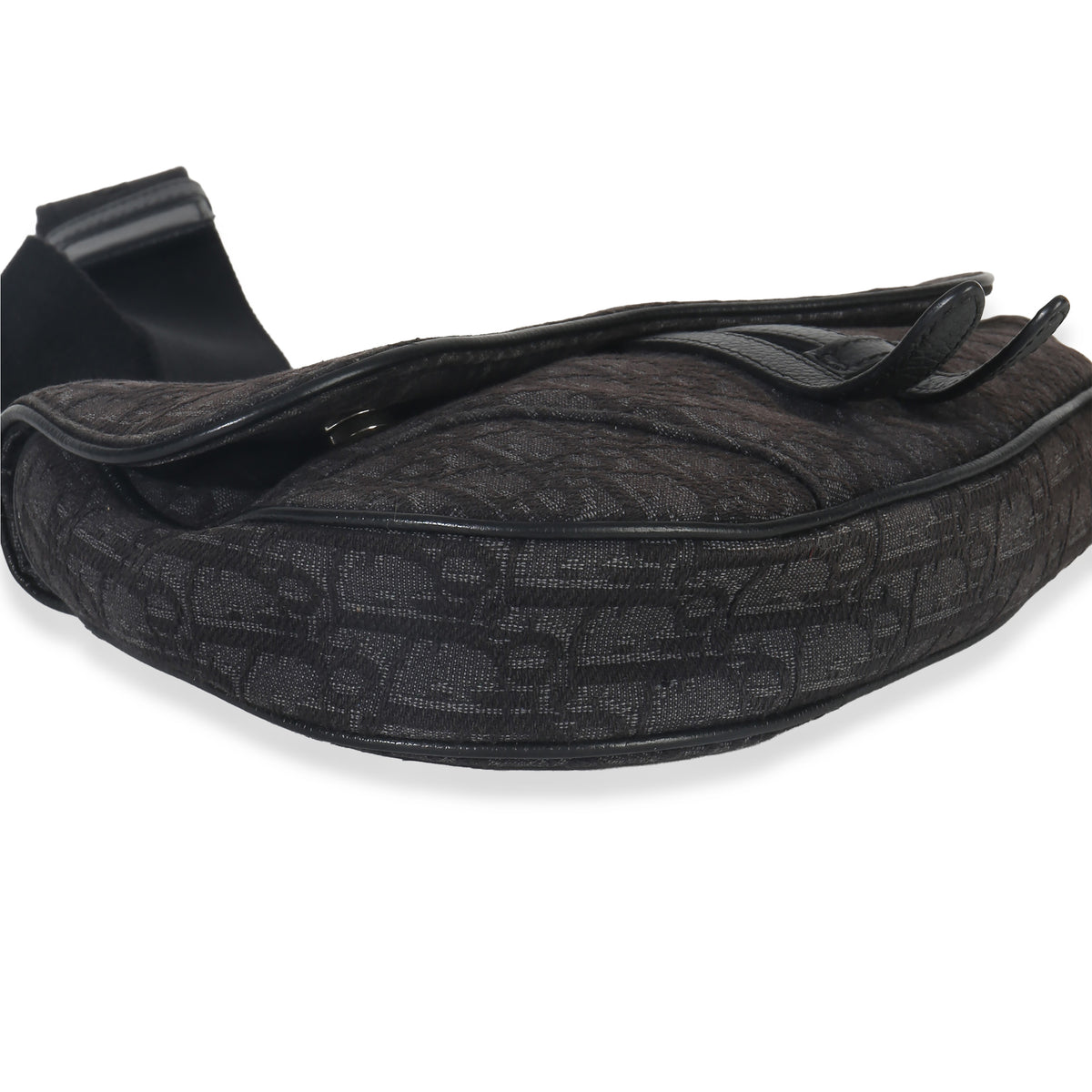 Christian Dior Black Oblique Jacquard Canvas Saddle Bag Handbag clasp