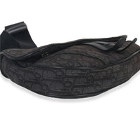 Christian Dior Black Oblique Jacquard Canvas Saddle Bag Handbag clasp