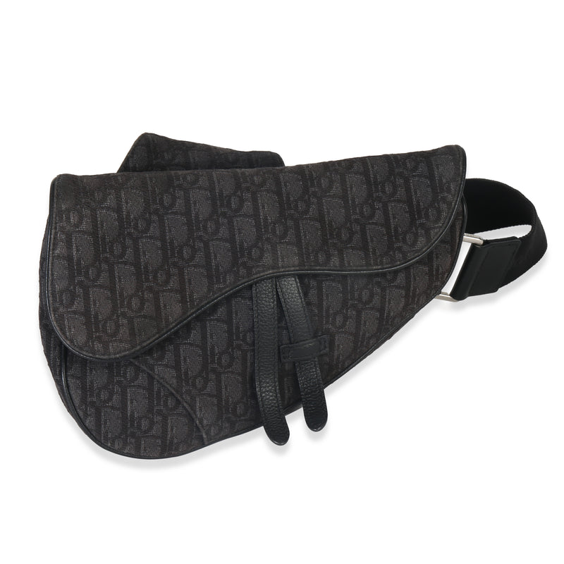Christian Dior Black Oblique Jacquard Canvas Saddle Bag Handbag id