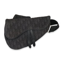 Christian Dior Black Oblique Jacquard Canvas Saddle Bag Handbag id