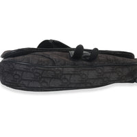 Christian Dior Black Oblique Jacquard Canvas Saddle Bag Handbag stamp