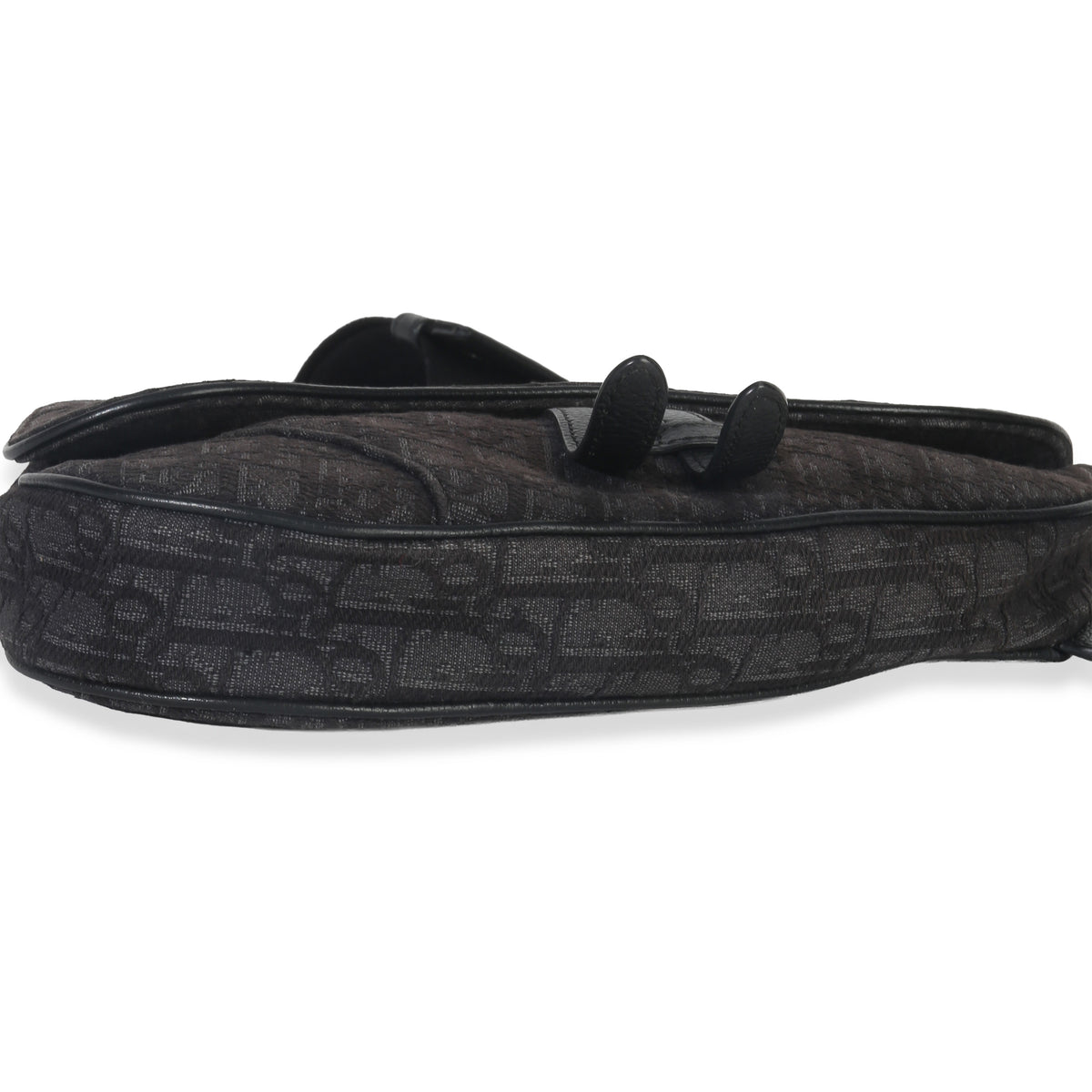 Christian Dior Black Oblique Jacquard Canvas Saddle Bag Handbag stamp