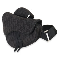 Christian Dior Black Oblique Jacquard Canvas Saddle Bag Handbag sv