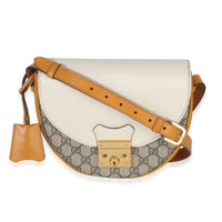 Gucci Mystic White Sun Oil GG Supreme Canvas Calfskin Small Padlock Messenger Handbag id