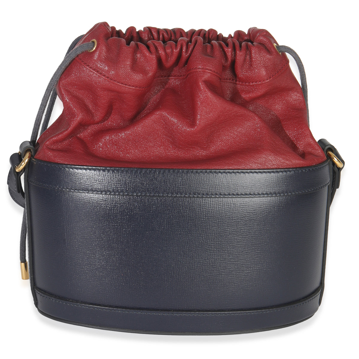 Gucci Red Navy Calfskin Horsebit 1955 Drawstring Bucket Bag Handbag bv