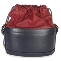 Gucci Red Navy Calfskin Horsebit 1955 Drawstring Bucket Bag Handbag bv