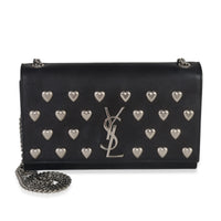 Saint Laurent Black Smooth Calfskin Studded Heart Medium Kate Chain Bag Handbag id