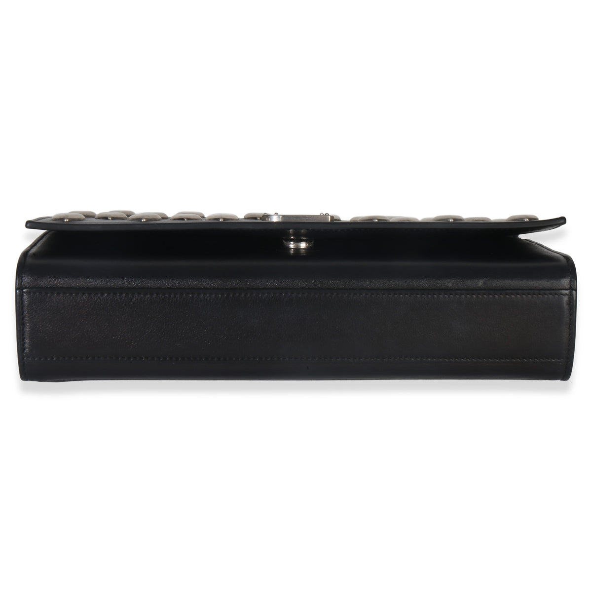 Saint Laurent Black Smooth Calfskin Studded Heart Medium Kate Chain Bag Handbag stamp