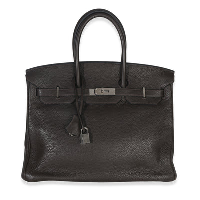 Hermès Cacao Clemence Birkin 35 PHW Handbag id
