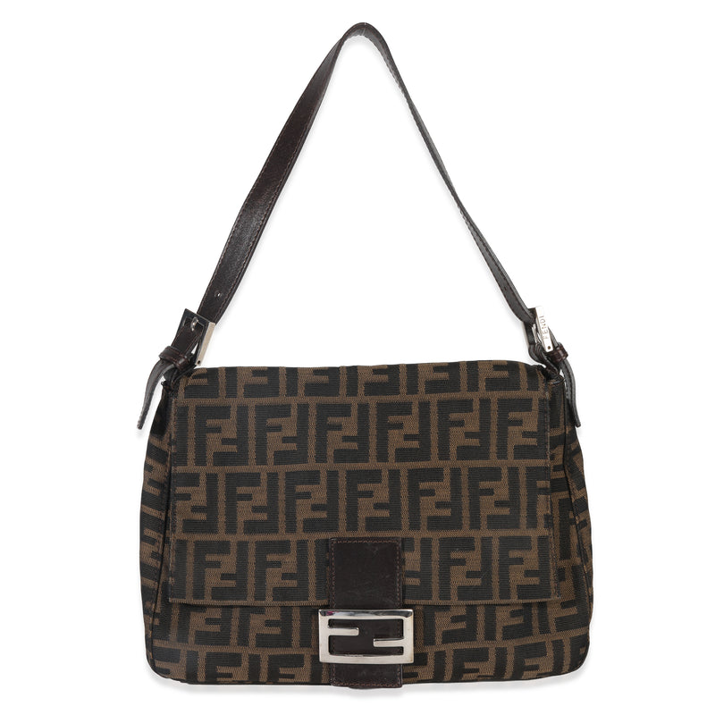 Fendi Brown Zucca Canvas Mama Baguette Bag Handbag fv