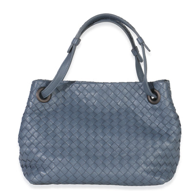 Bottega Veneta Blue Nappa Intrecciato Small Garda Tote Handbag fv