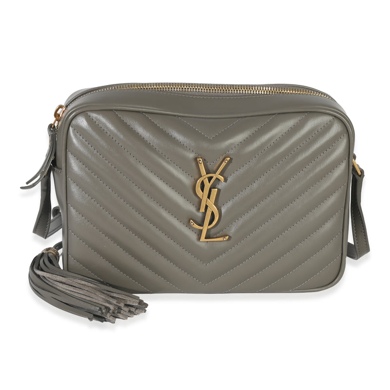 Louis Vuitton Saint Laurent Grey Kaki Calfskin Matelasse Monogram Lou Camera Bag Handbag id