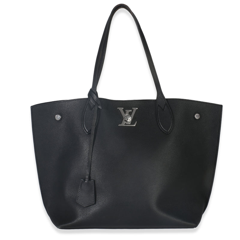 Louis Vuitton Black Grained Calfskin Lockme Cabas Tote Handbag fv