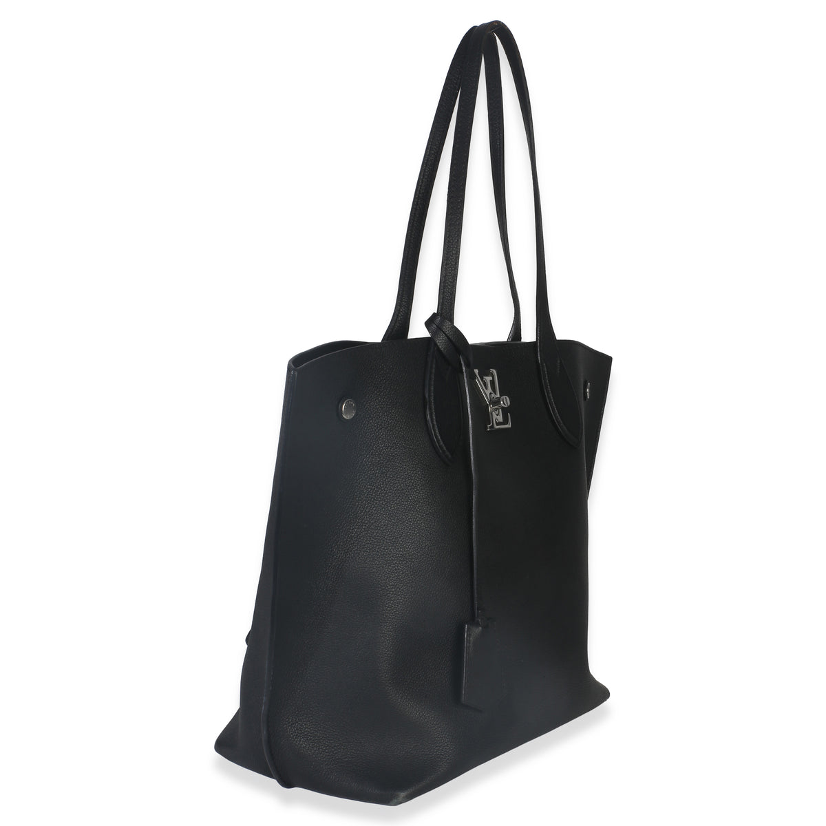 Louis Vuitton Black Grained Calfskin Lockme Cabas Tote Handbag pv