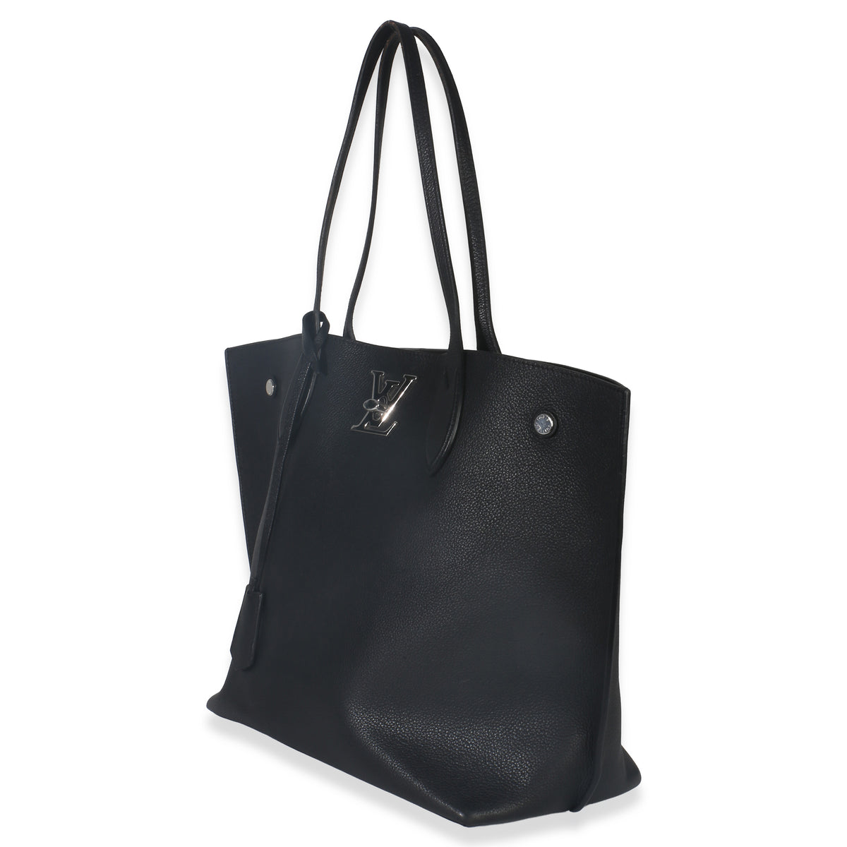 Louis Vuitton Black Grained Calfskin Lockme Cabas Tote Handbag sv