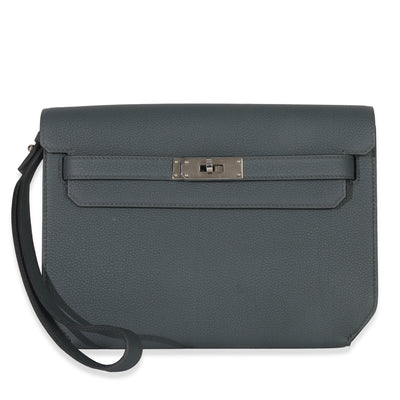 Hermès Bleu Orage Togo Kelly Depeches 25 PHW Handbag fv