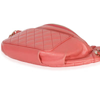 Chanel Pink Shiny Crumpled Quilted Calfskin Bi Classic Waist Bag Handbag box