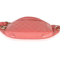 Chanel Pink Shiny Crumpled Quilted Calfskin Bi Classic Waist Bag Handbag stamp