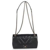 Chanel Vintage Black Chevron Quilted Sheepskin Medium Mademoiselle Flap Bag Handbag av