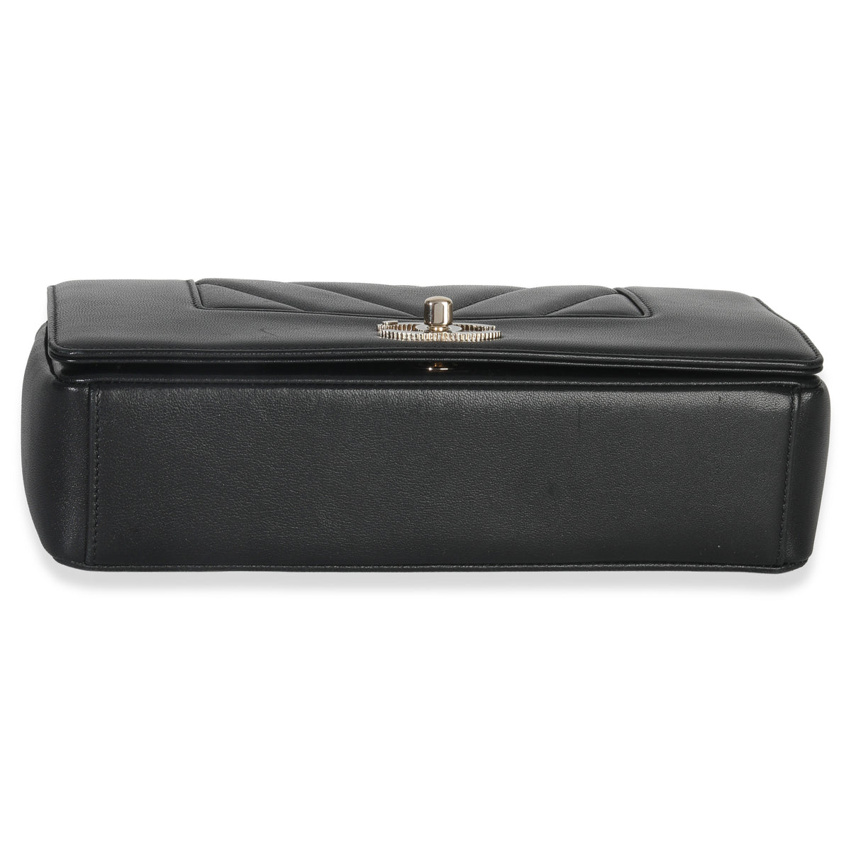 Chanel Vintage Black Chevron Quilted Sheepskin Medium Mademoiselle Flap Bag Handbag stamp