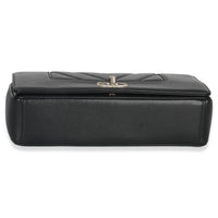 Chanel Vintage Black Chevron Quilted Sheepskin Medium Mademoiselle Flap Bag Handbag stamp
