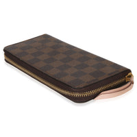 Louis Vuitton Rose Ballerine Damier Ebene Canvas Clemence Zippy Wallet Wallet stamp