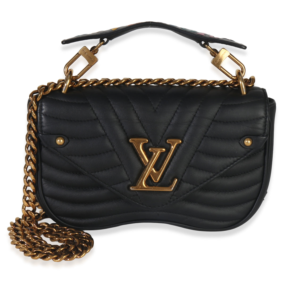 Louis Vuitton Black Quilted Calfskin New Wave Chain Bag PM Handbag fv