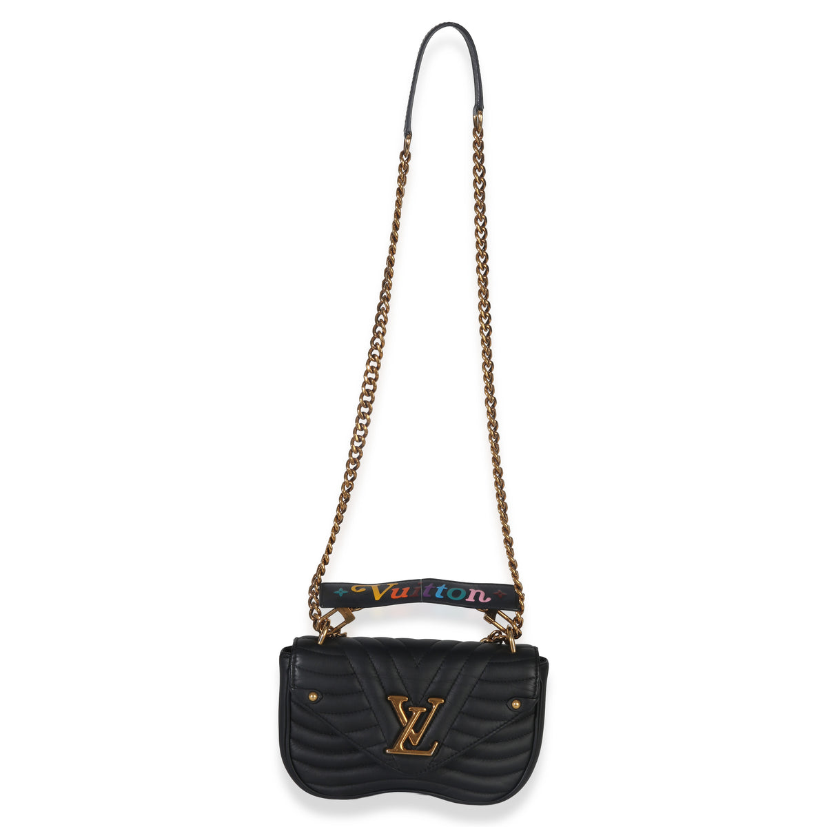 Louis Vuitton Black Quilted Calfskin New Wave Chain Bag PM Handbag stamp