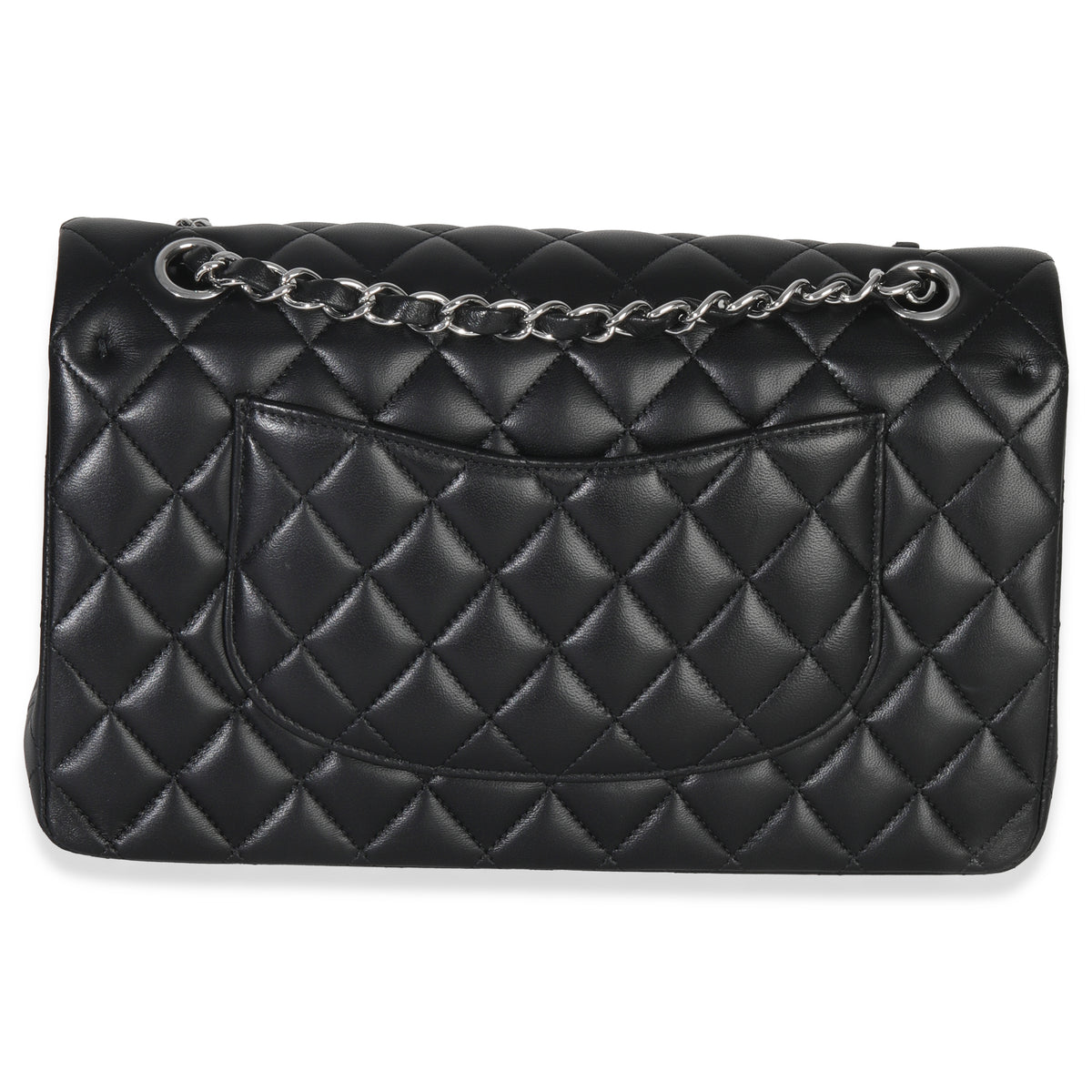Chanel Black Quilted Lambskin Medium Classic Double Flap Bag Handbag bv