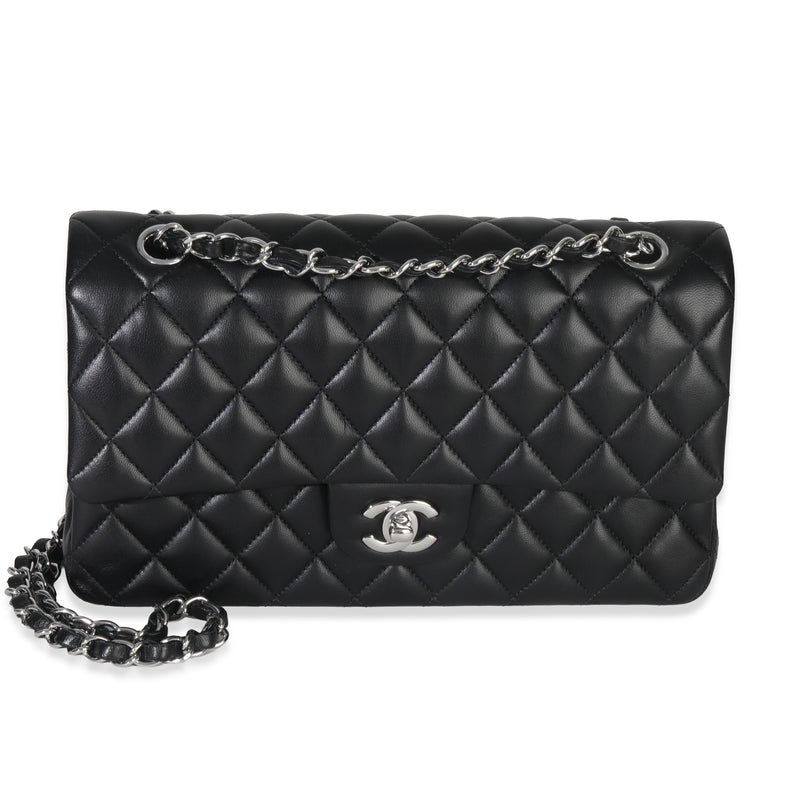 Chanel Black Quilted Lambskin Medium Classic Double Flap Bag Handbag id