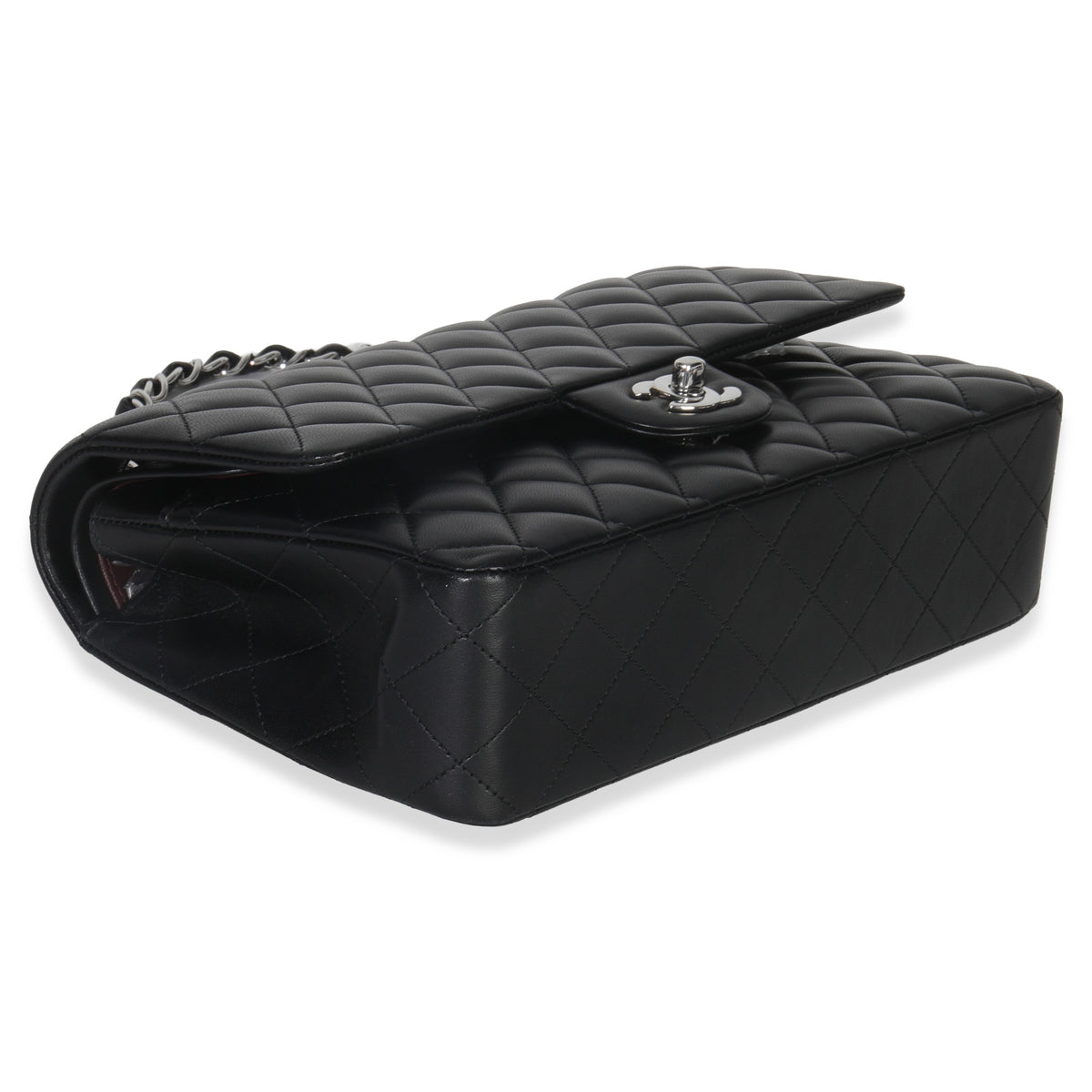 Chanel Black Quilted Lambskin Medium Classic Double Flap Bag Handbag clasp