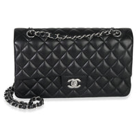Chanel Black Quilted Lambskin Medium Classic Double Flap Bag Handbag fv