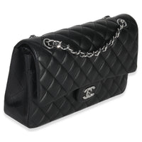 Chanel Black Quilted Lambskin Medium Classic Double Flap Bag Handbag pv