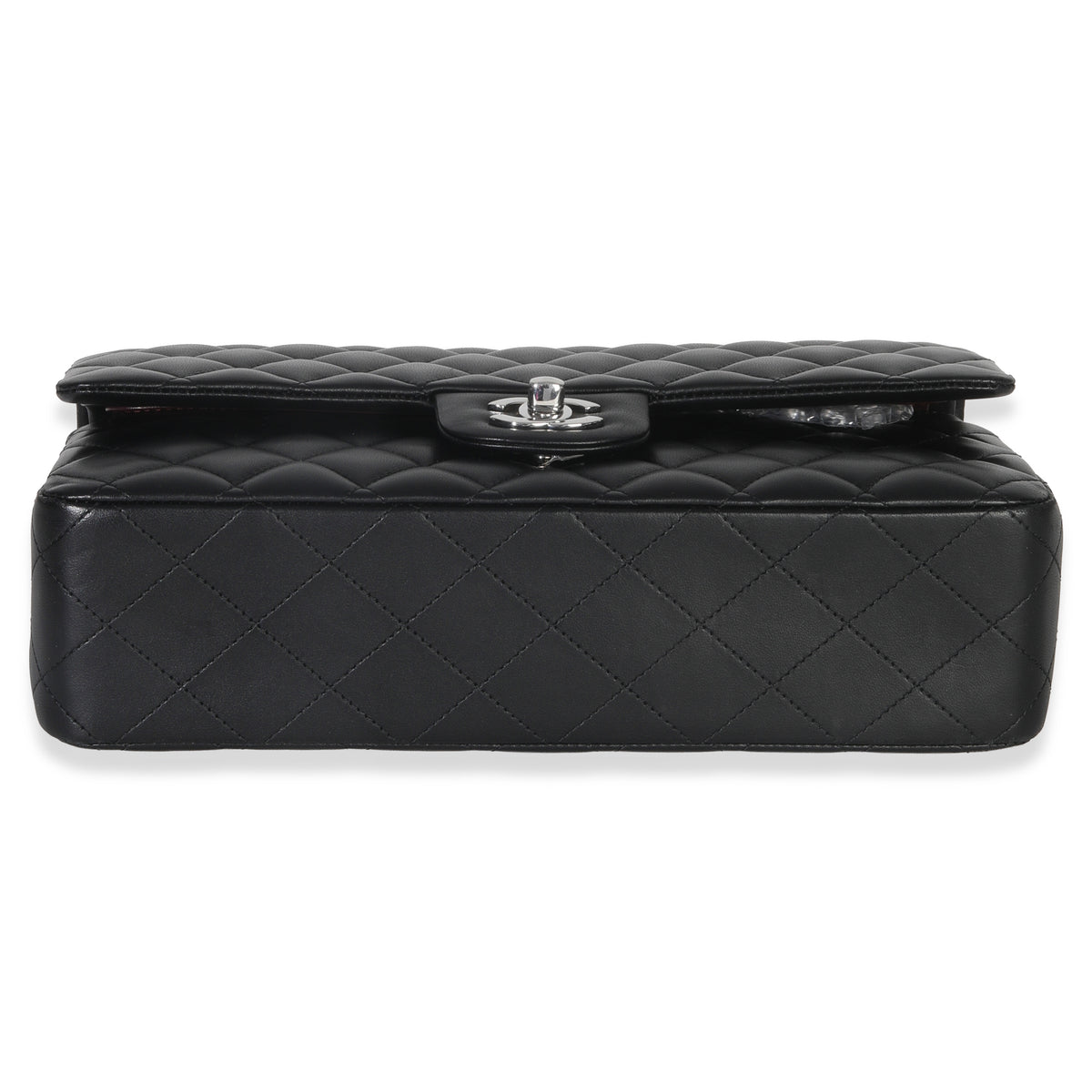 Chanel Black Quilted Lambskin Medium Classic Double Flap Bag Handbag stamp