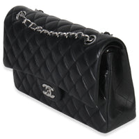 Chanel Black Quilted Lambskin Medium Classic Double Flap Bag Handbag sv